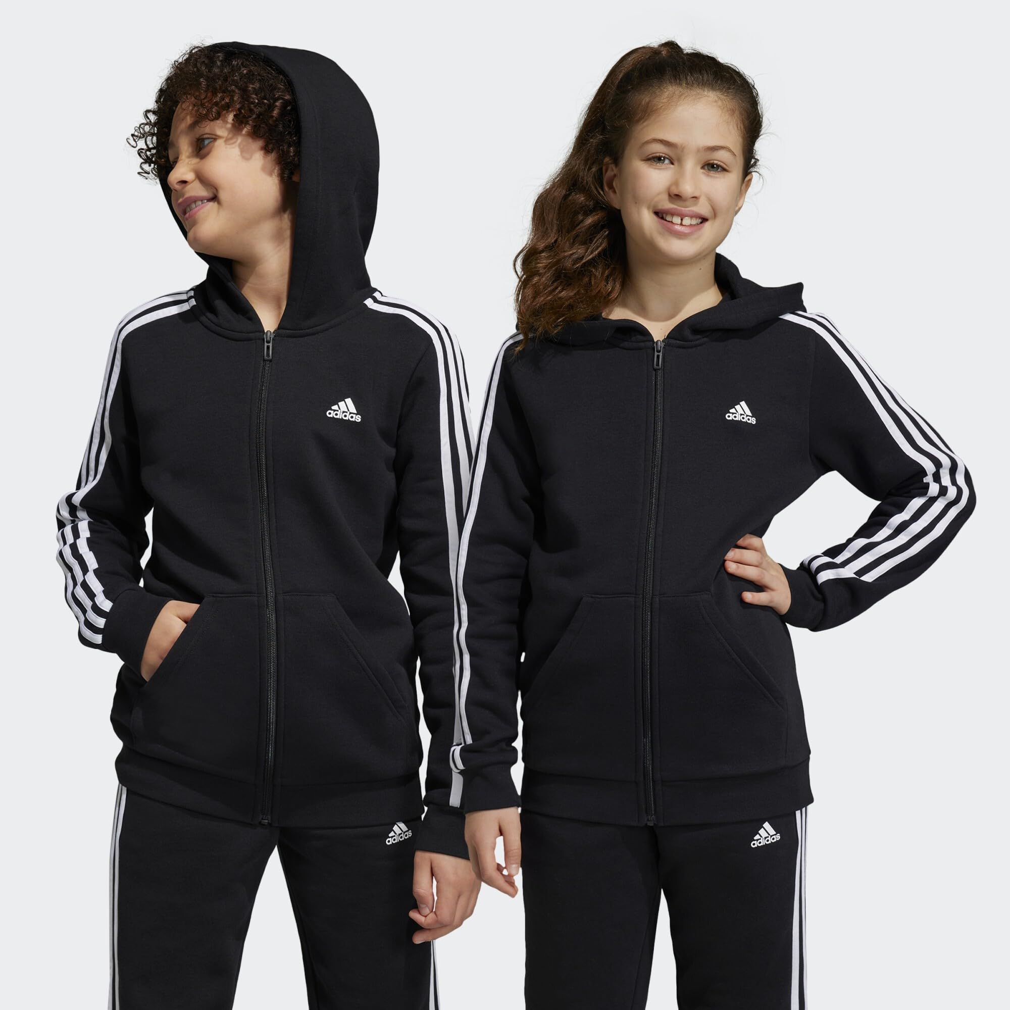 adidas Essentials 3-Stripes Fleece Full-Zip Hoodie Sudadera Unisex niños