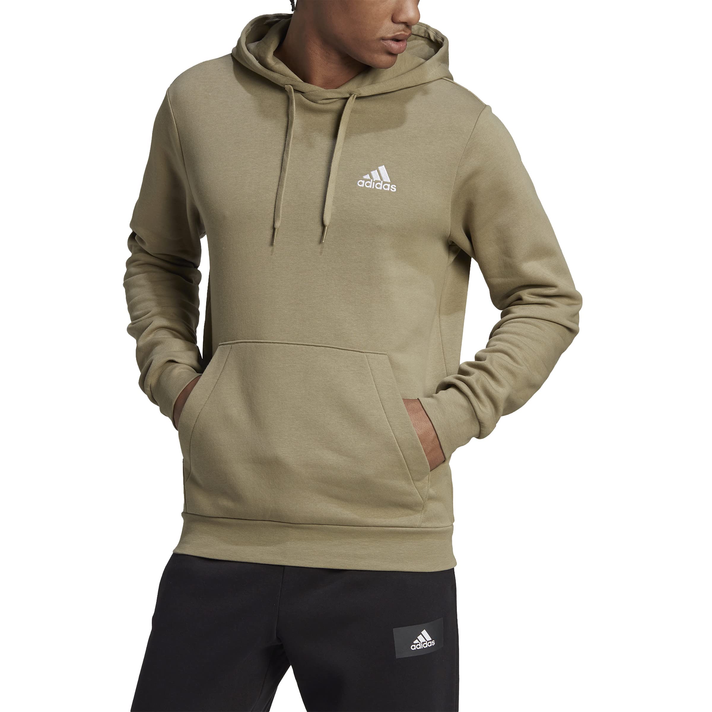 adidas Essentials Fleece Hoodie Sudadera, Orbit Green/White, M Hombre