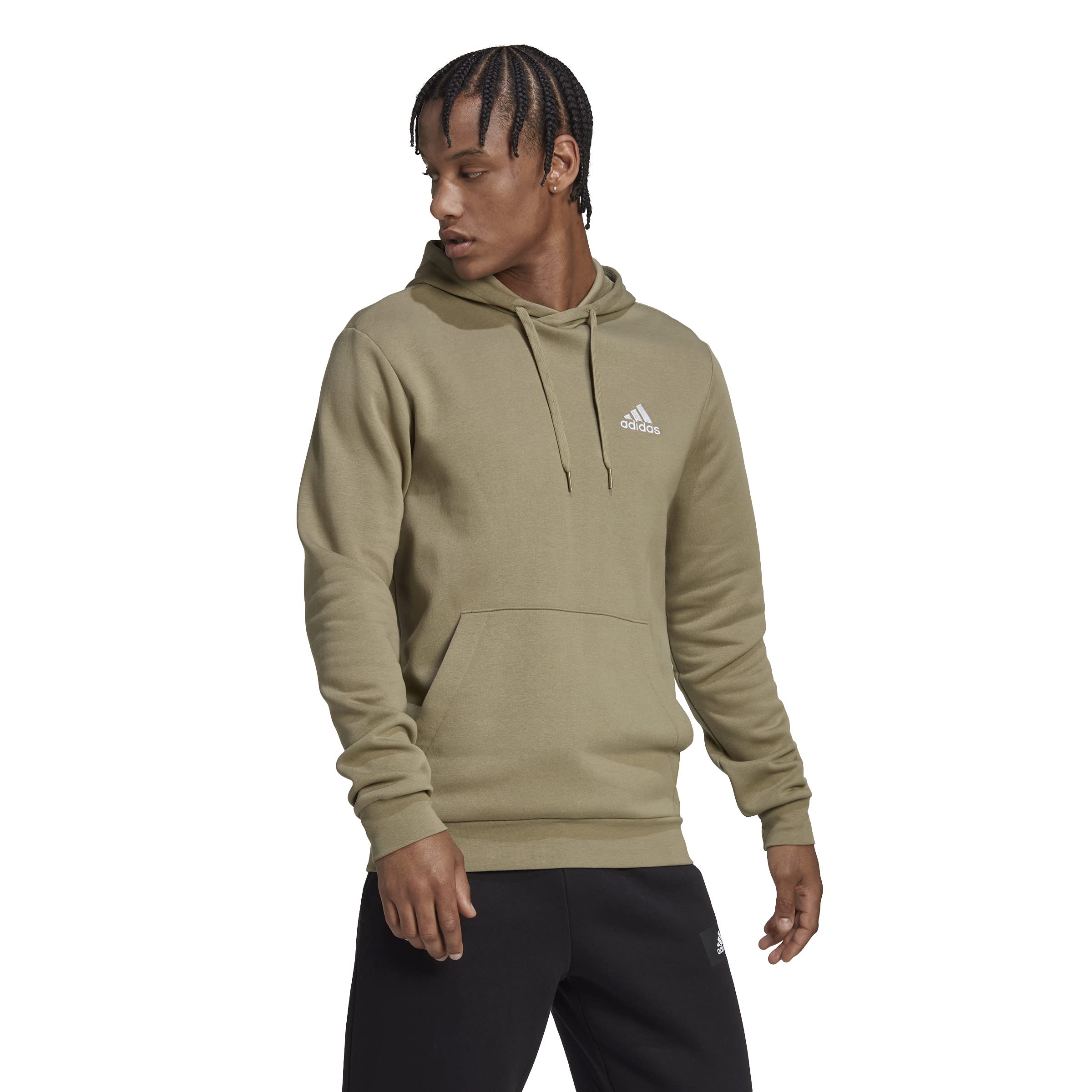 adidas Essentials Fleece Hoodie Sudadera, Orbit Green/White, M Hombre