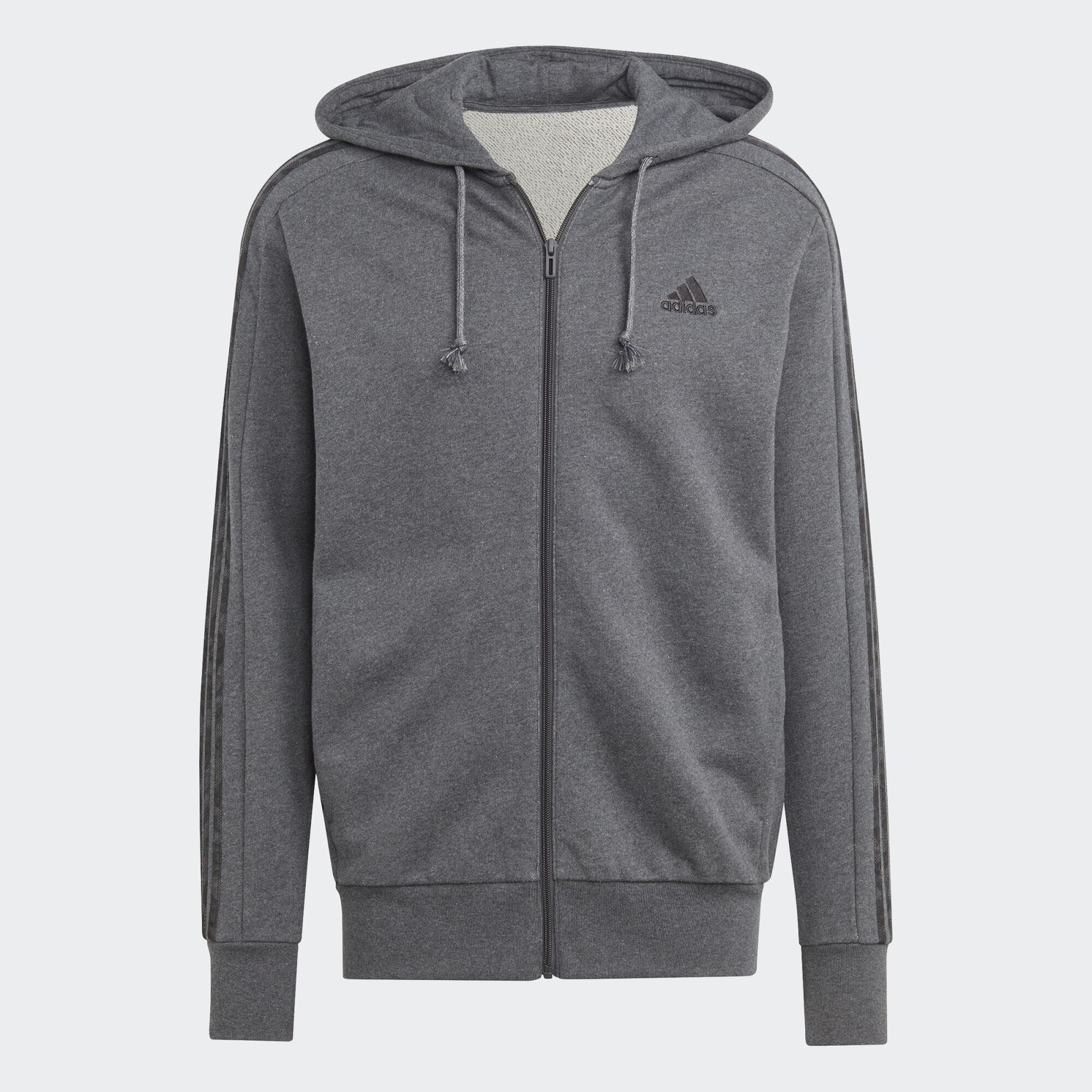 adidas Essentials French Terry 3-Stripes Full-Zip Hoodie Top con Capucha Hombre