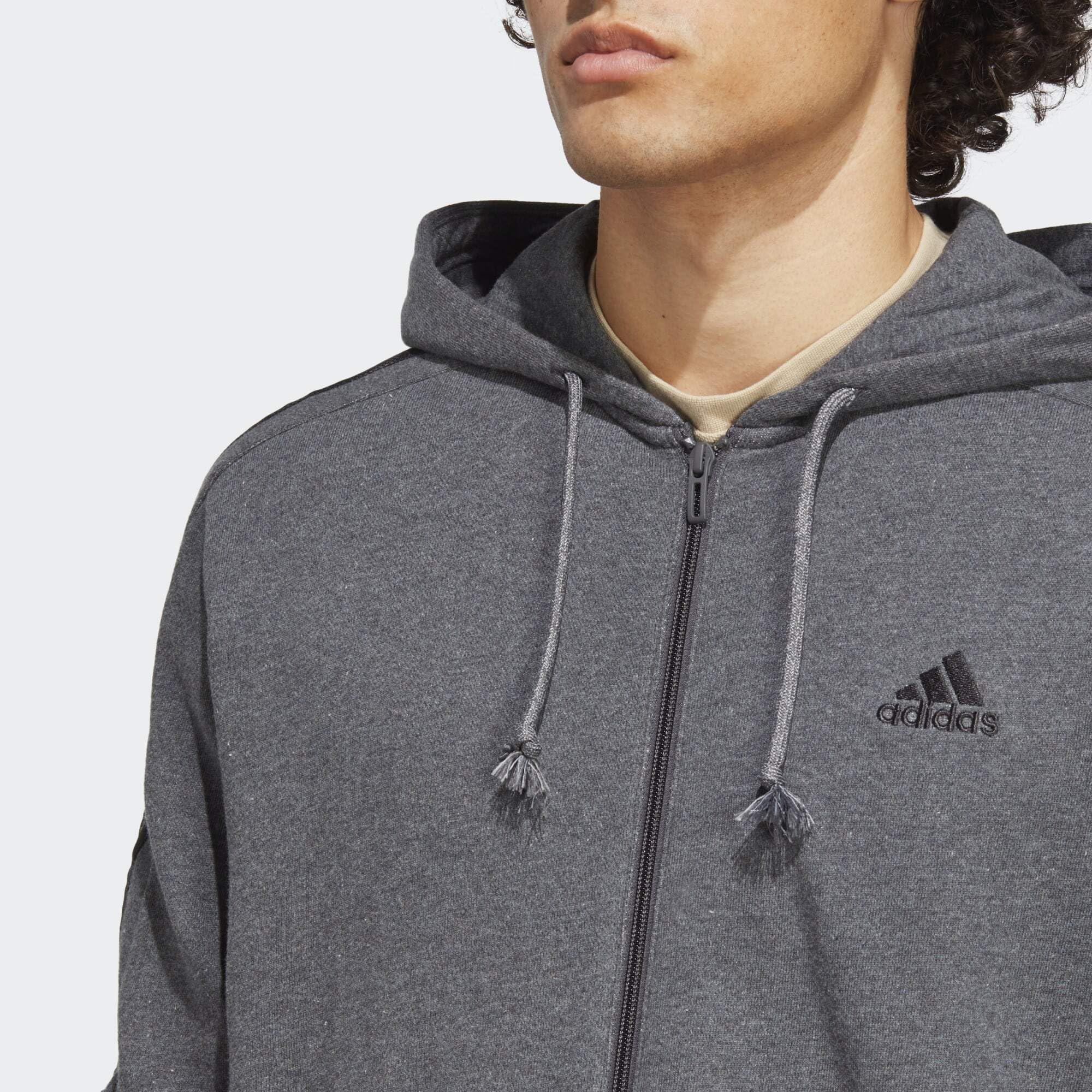 adidas Essentials French Terry 3-Stripes Full-Zip Hoodie Top con Capucha Hombre