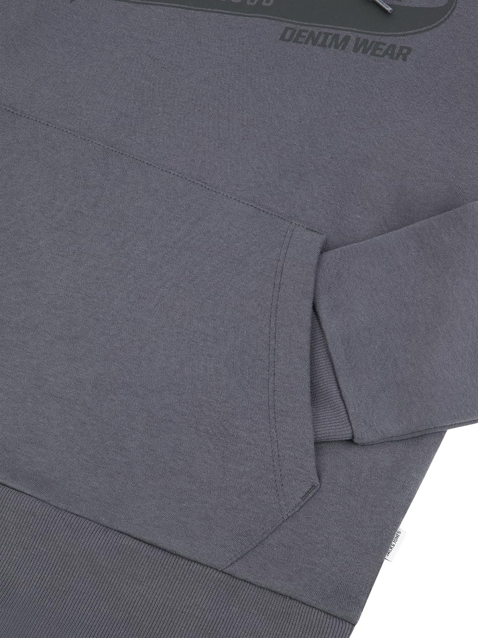 JACK & JONES Sudadera con capucha para hombre JJEADRIAN Sudadera con capucha y bolsillos canguro Corte Regular Algodón Estampado Negro Gris Azul S M L XL XXL 3XL