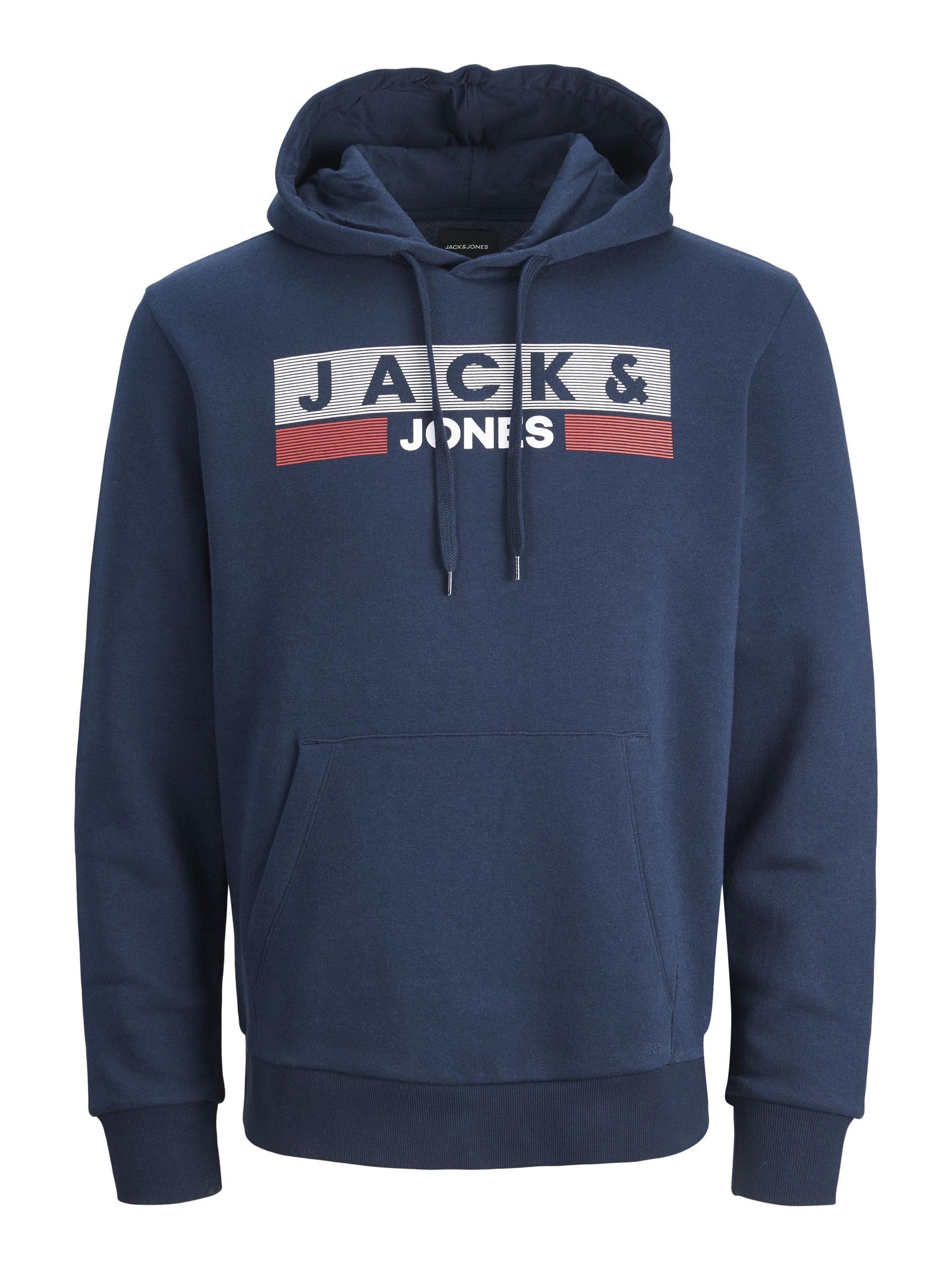 JACK&JONES PLUS Jjecorp-Sudadera con Capucha Y Logotipo Hombre