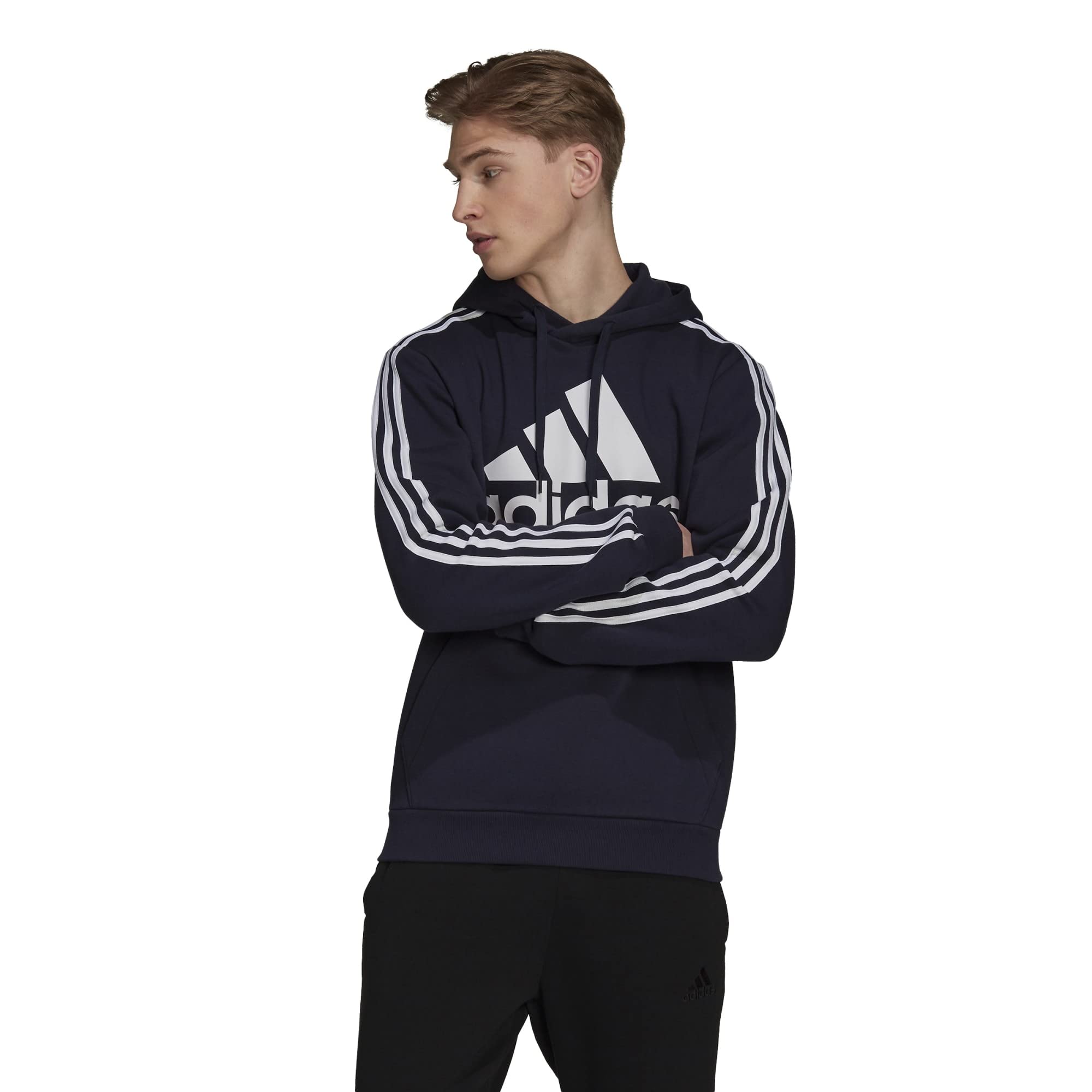 adidas Hombre Essentials Fleece Sudadera con capucha, Legend Ink/White, M