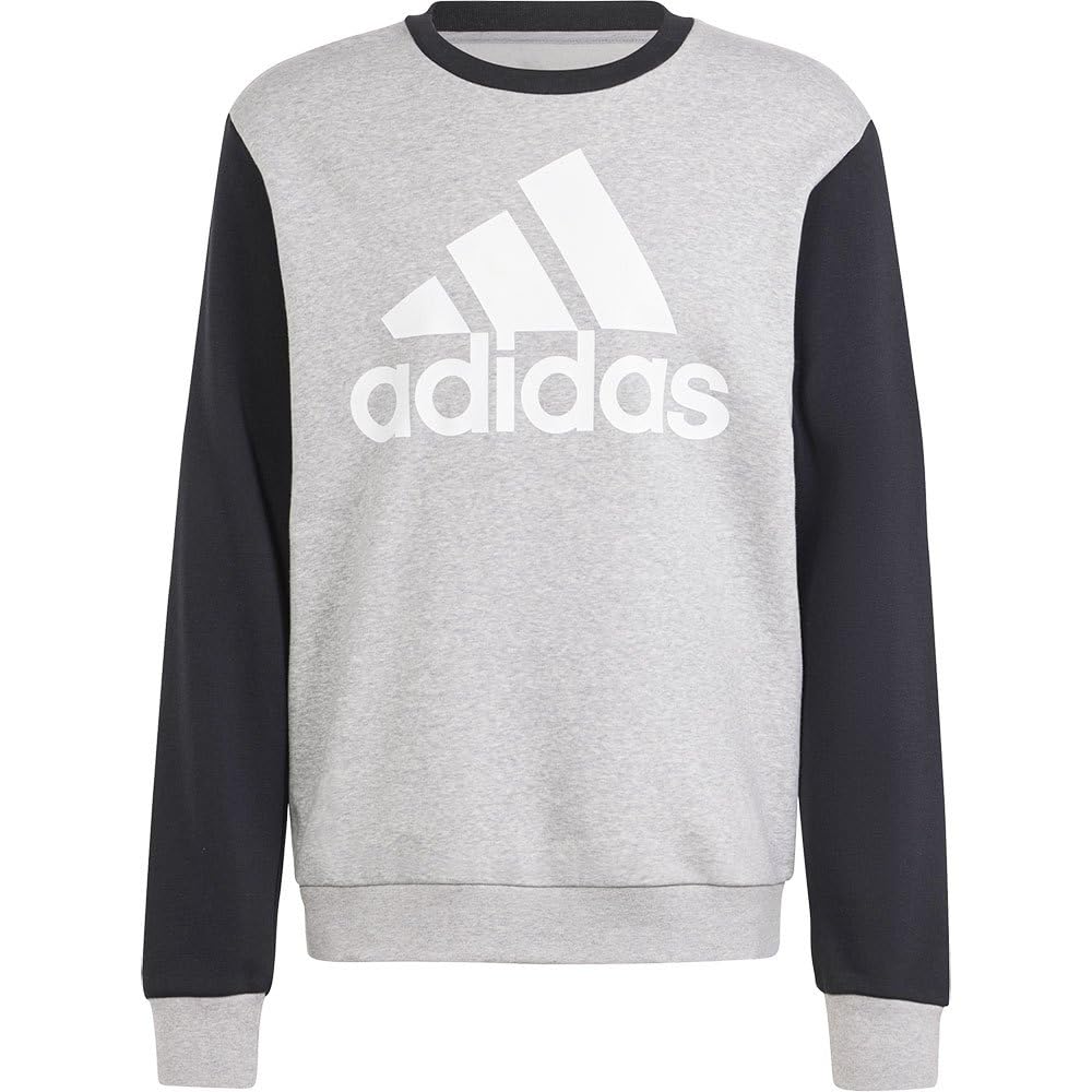 adidas Essentials Fleece Big Logo Sweatshirt Sudadera, Medium Grey Heather/Black, M Men's