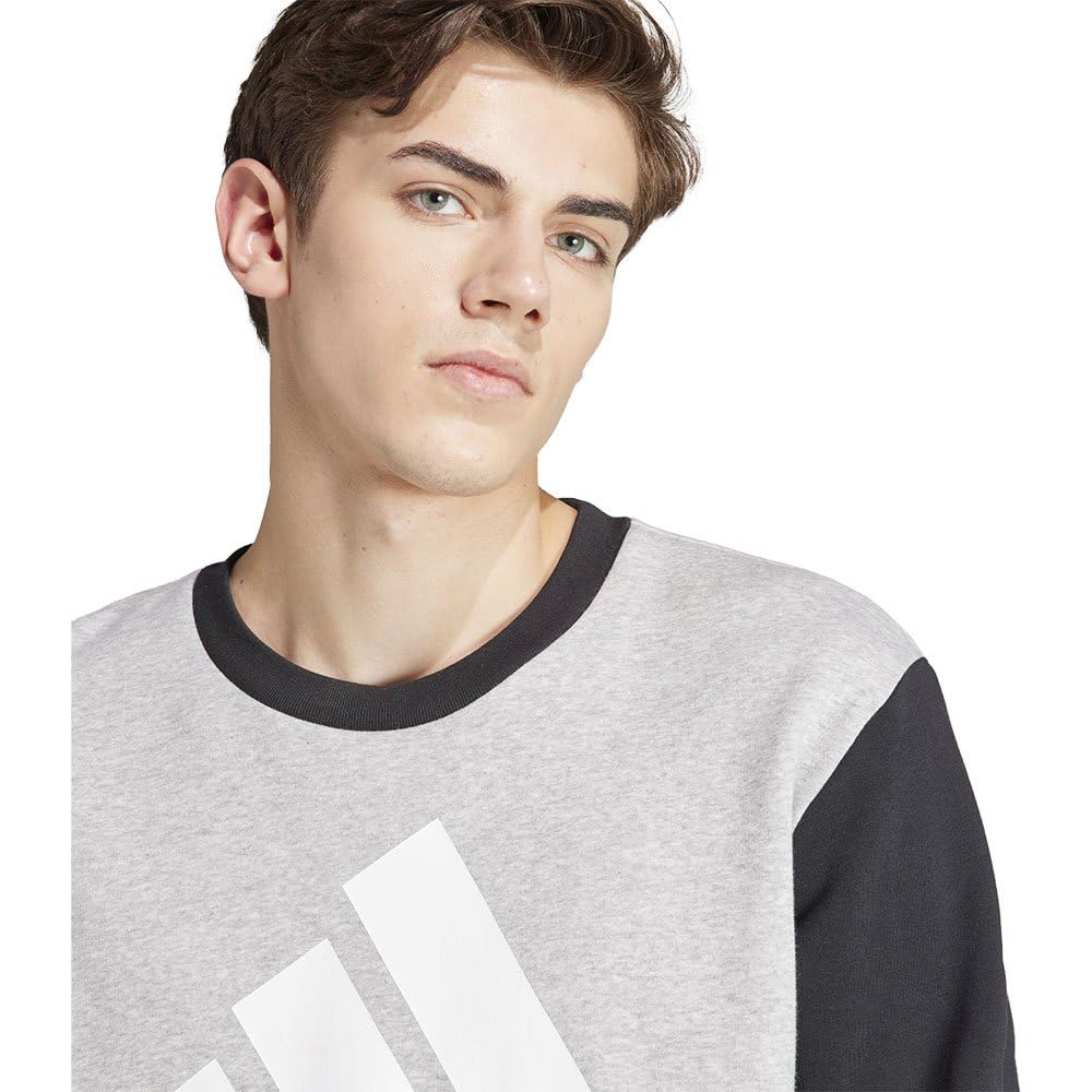 adidas Essentials Fleece Big Logo Sweatshirt Sudadera, Medium Grey Heather/Black, M Men's