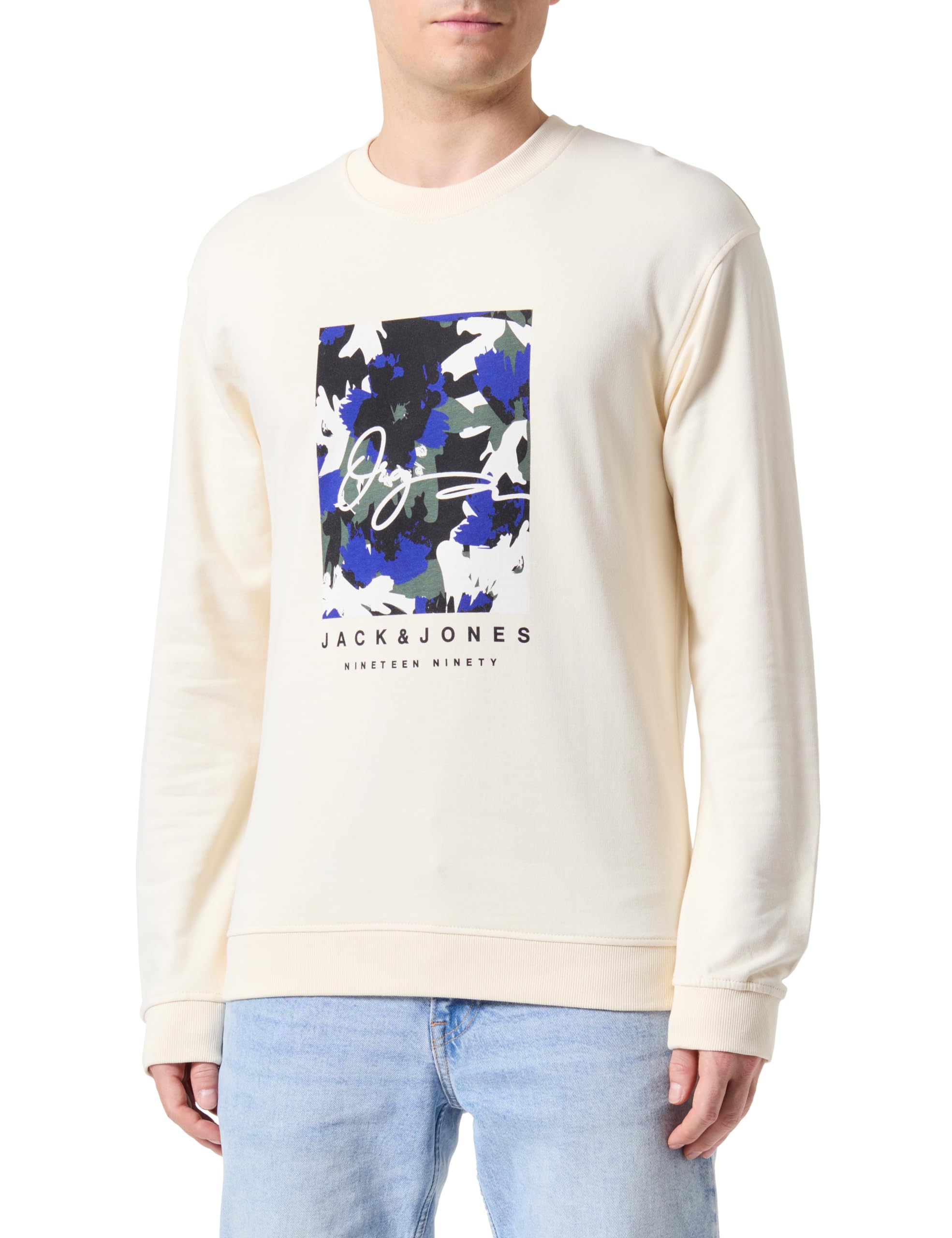 JACK & JONES Joraruba AOP Branding Sweat Crew Neck Sudadera para Hombre
