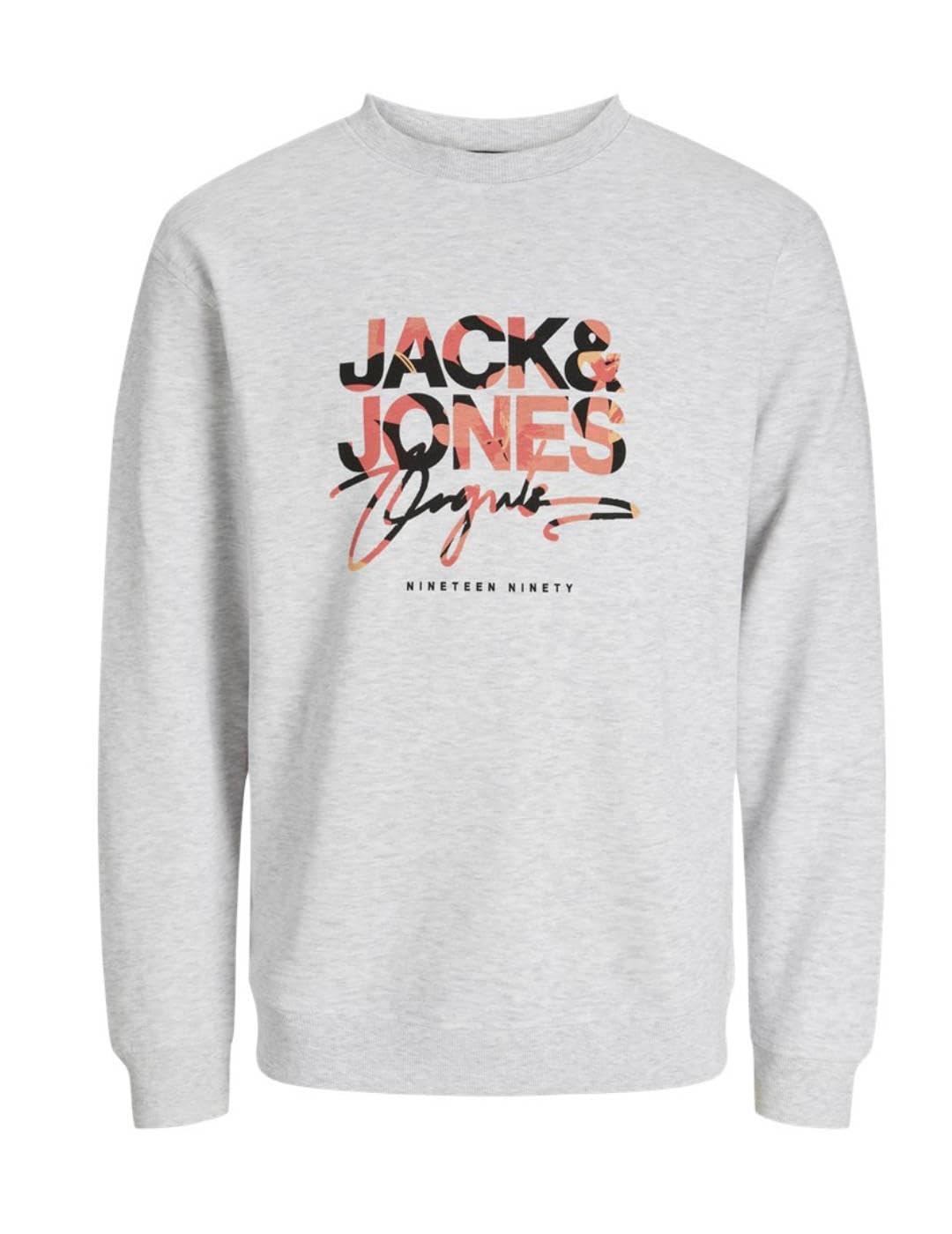 JACK & JONES Joraruba AOP Branding Sweat Crew Neck Sudadera para Hombre