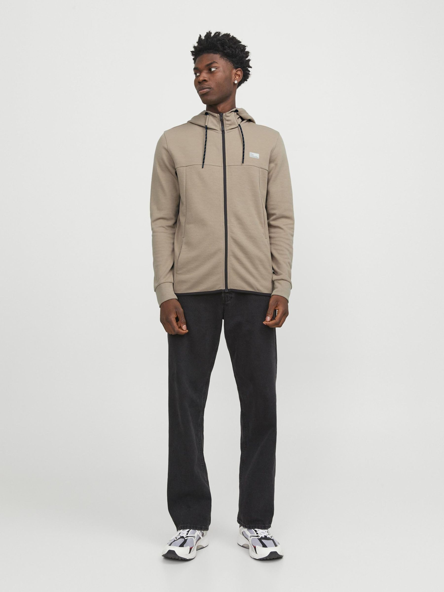 JACK & JONES Sudadera con Capucha con Cremallera Jcoair Noos, Crockery/Detalle: Melange, M para Hombre