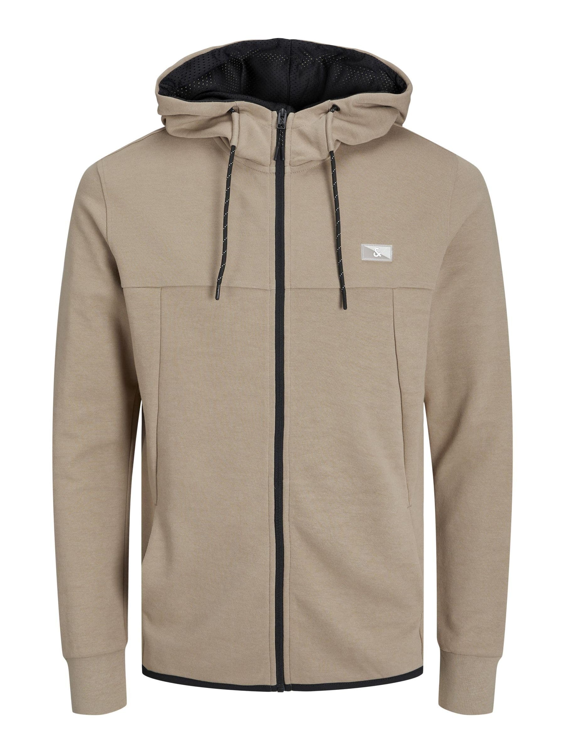 JACK & JONES Sudadera con Capucha con Cremallera Jcoair Noos, Crockery/Detalle: Melange, M para Hombre