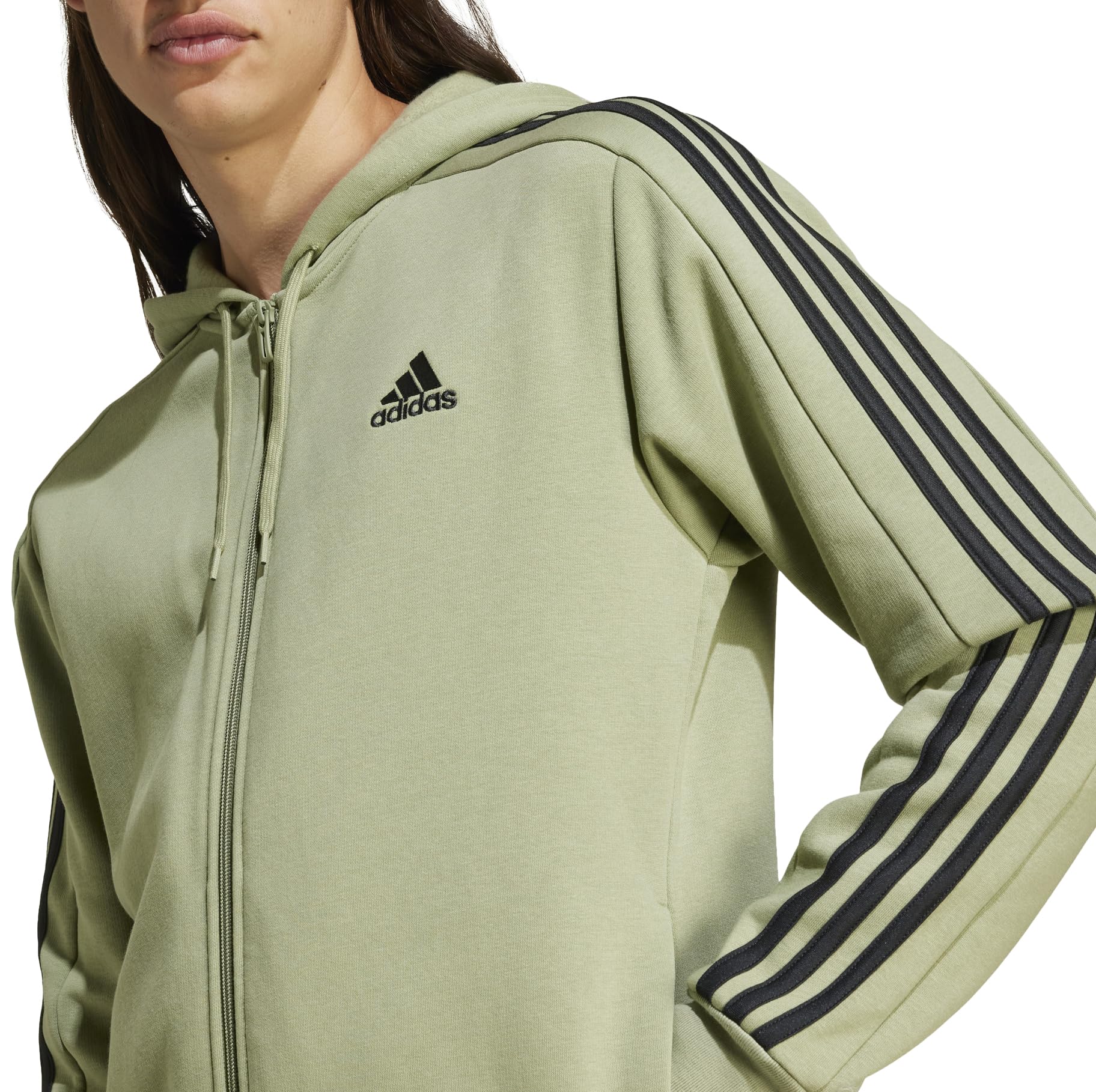 adidas Essentials Fleece 3-Stripes Full-Zip Hoodie Sudadera Hombre (Pack de 1)