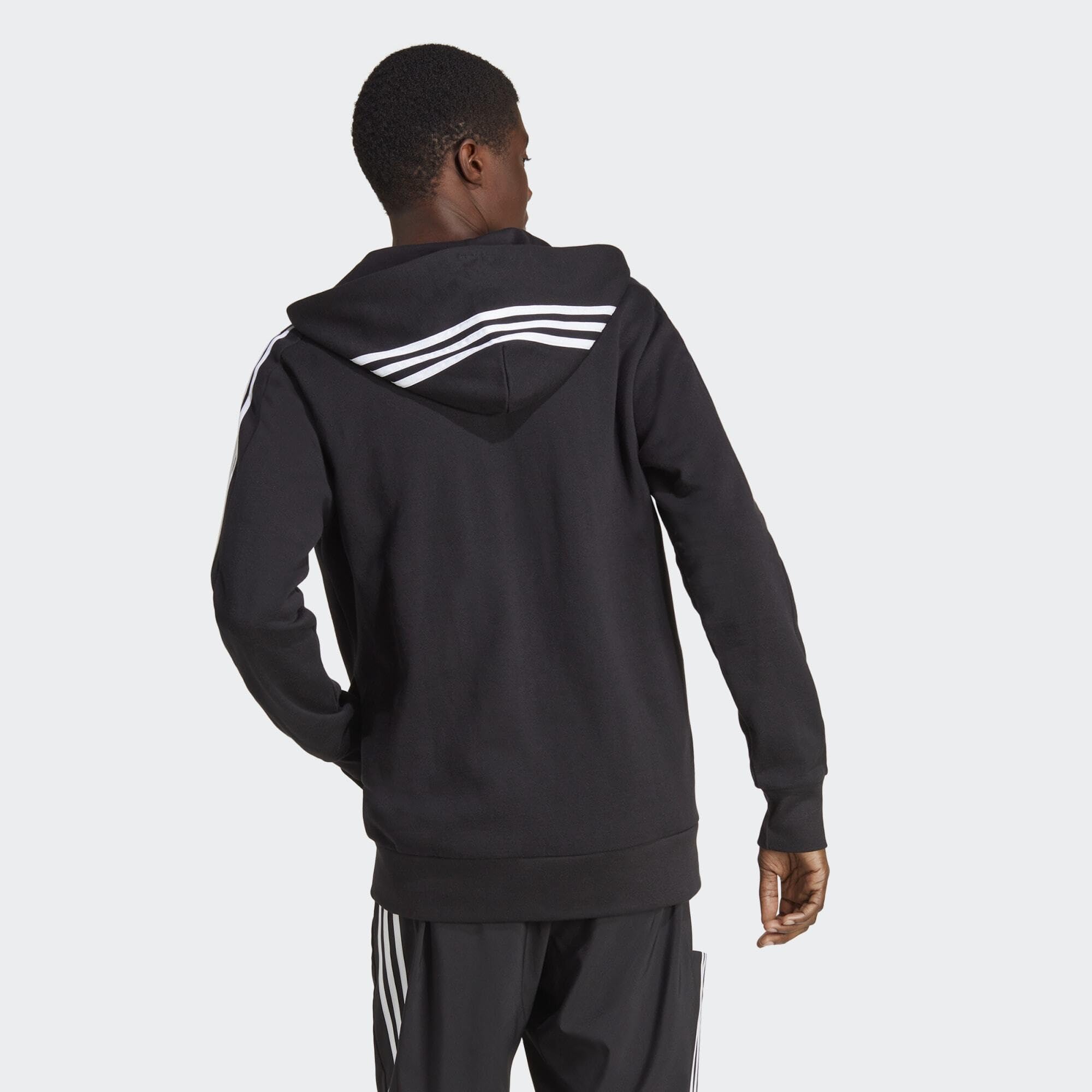 adidas Essentials French Terry 3-stripes Full-zip Hoodie Sudadera con capucha, Black/White, M Alto Hombre