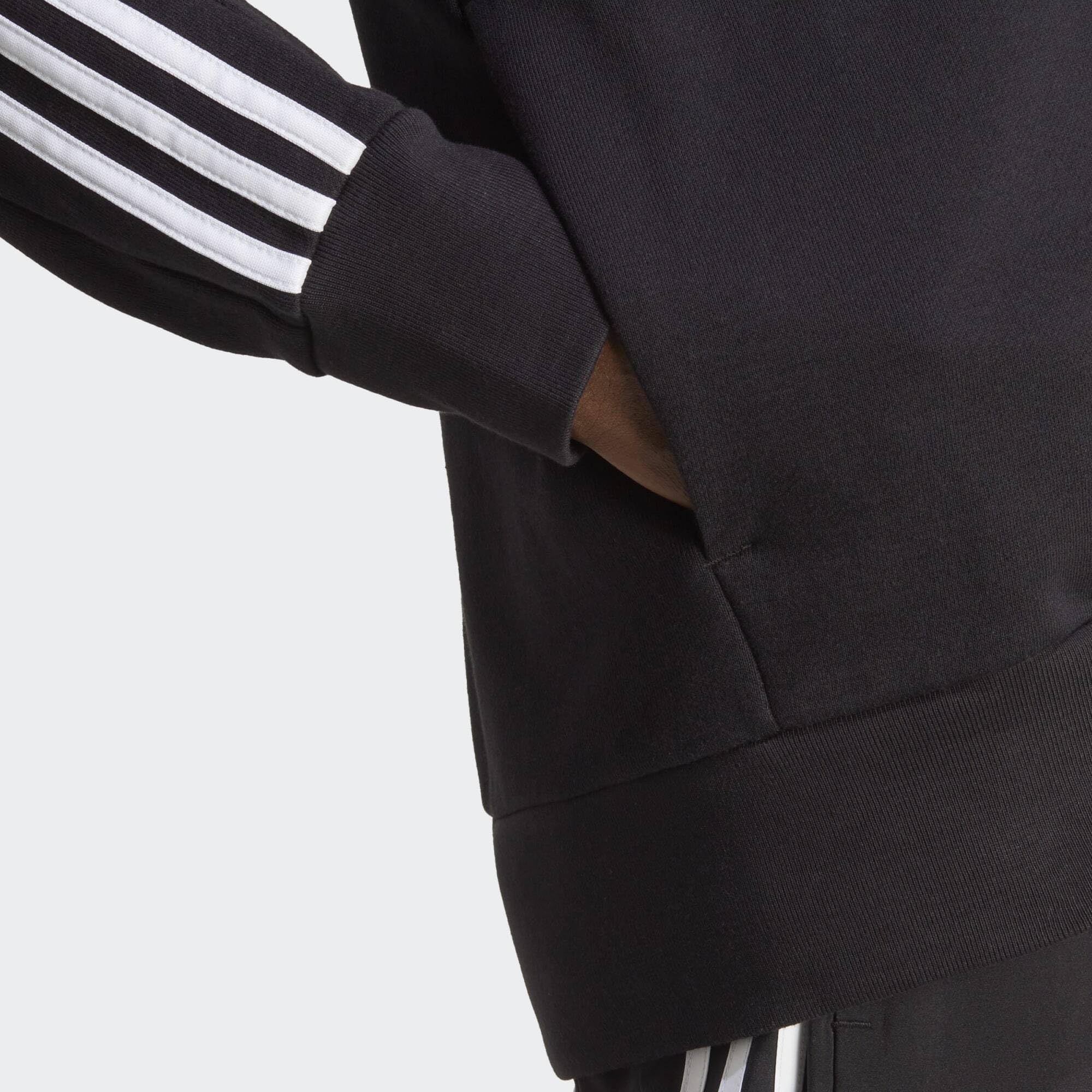 adidas Essentials French Terry 3-stripes Full-zip Hoodie Sudadera con capucha, Black/White, XL Hombre