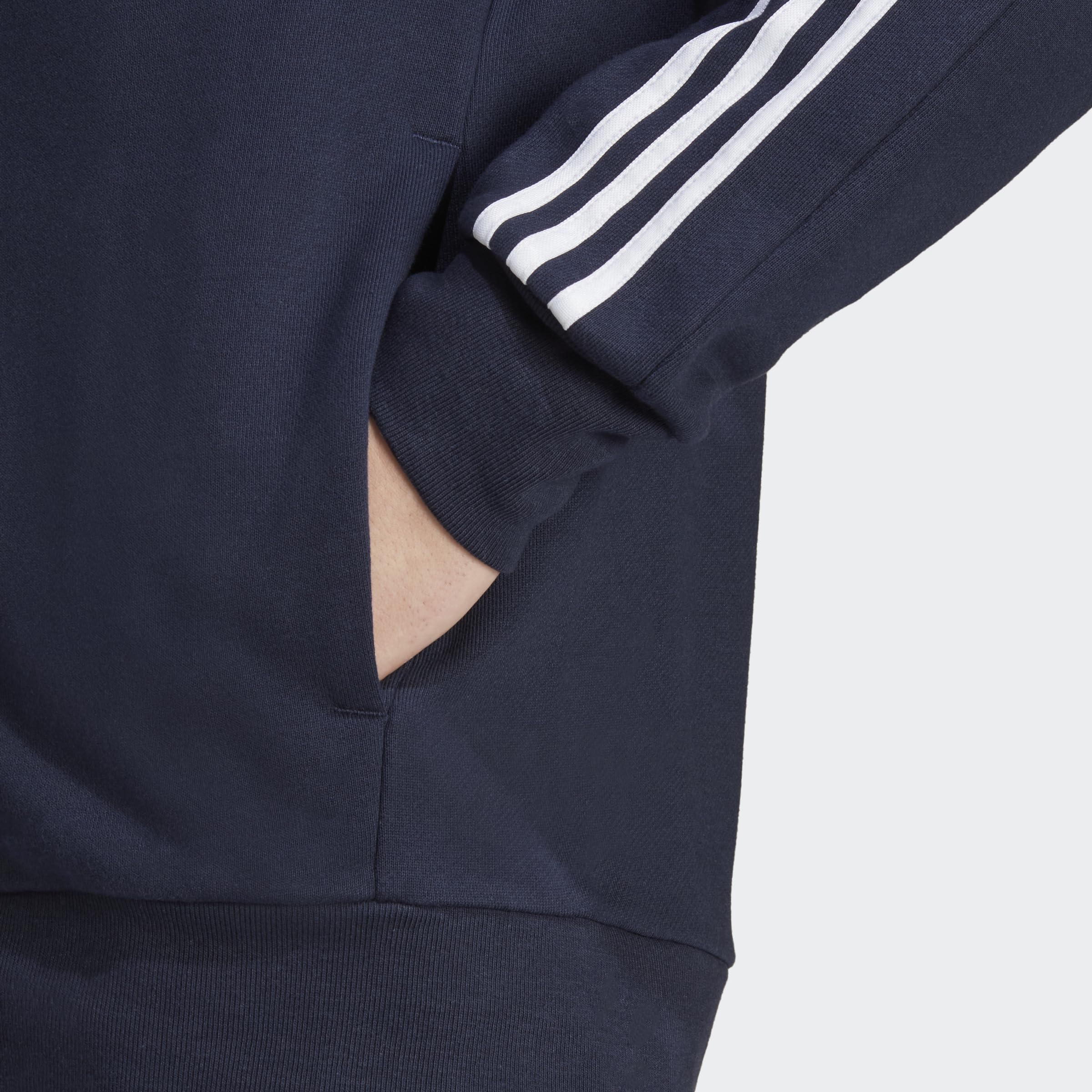 adidas Essentials French Terry 3-stripes Full-zip Hoodie Sudadera con capucha, Legend Ink/White, L Hombre