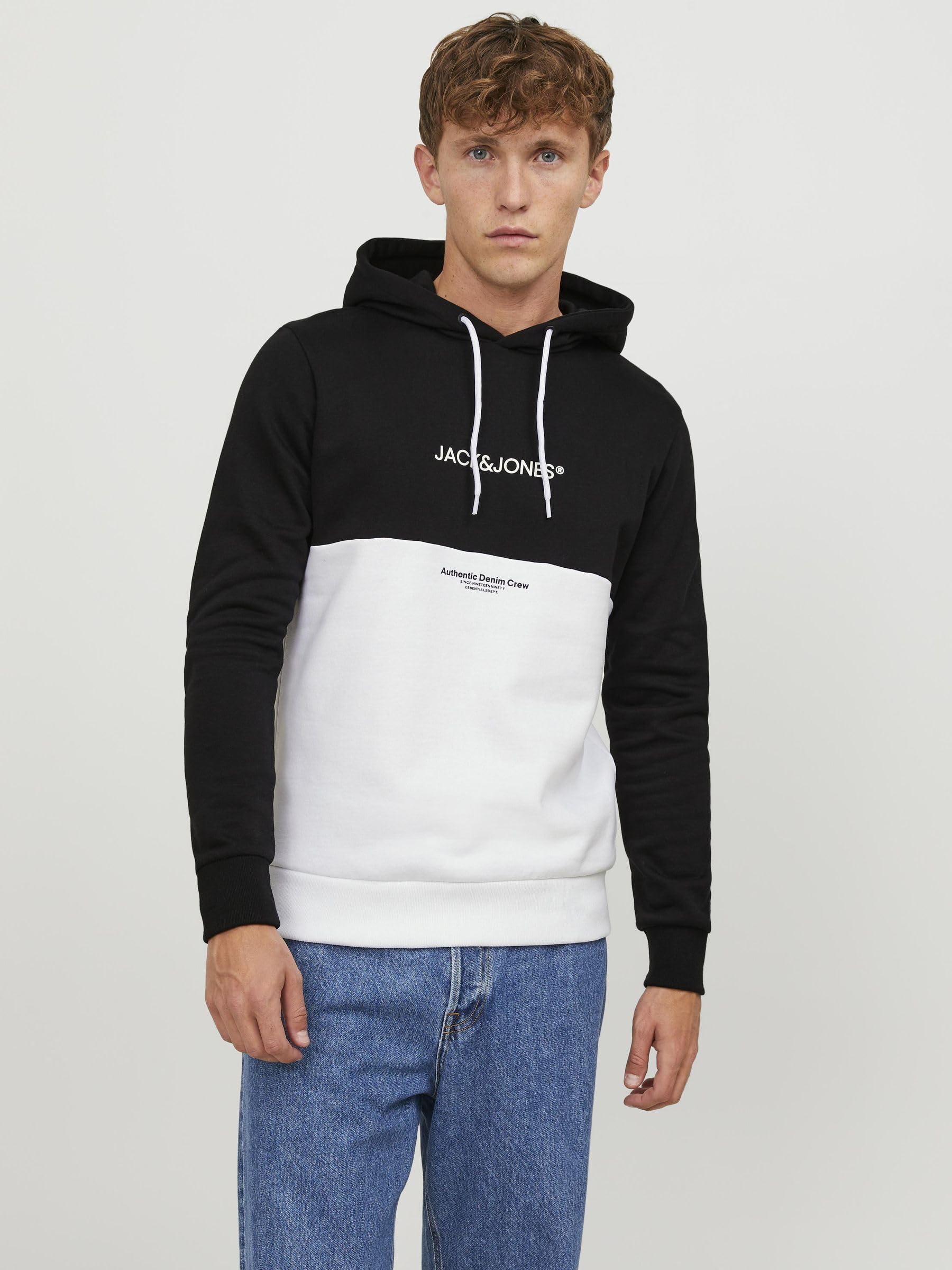 JACK & JONES Jjeryder Blocking Sweat Hood Sn Sudadera con Capucha, Negro, M para Hombre