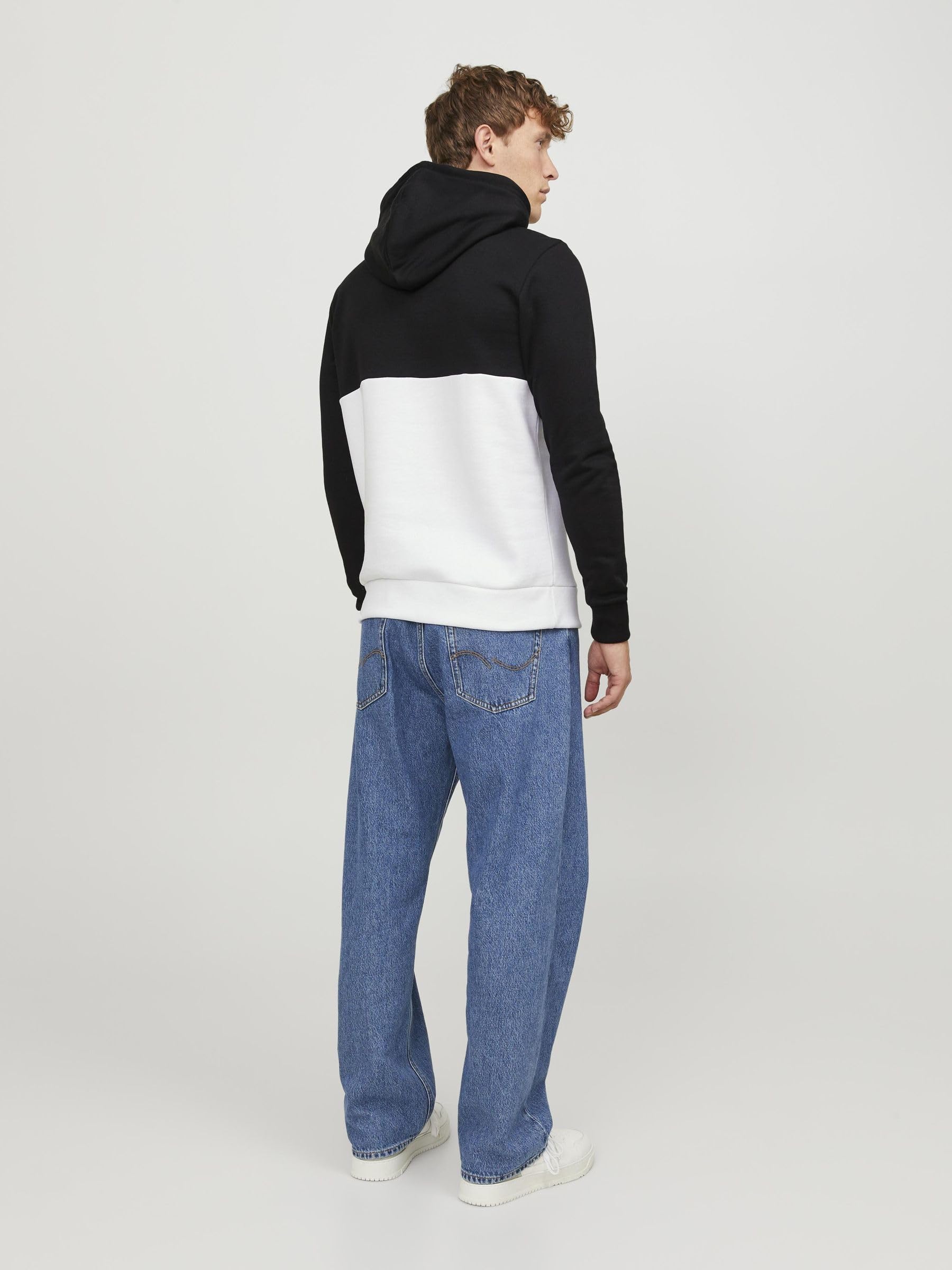 JACK & JONES Jjeryder Blocking Sweat Hood Sn Sudadera con Capucha, Negro, M para Hombre