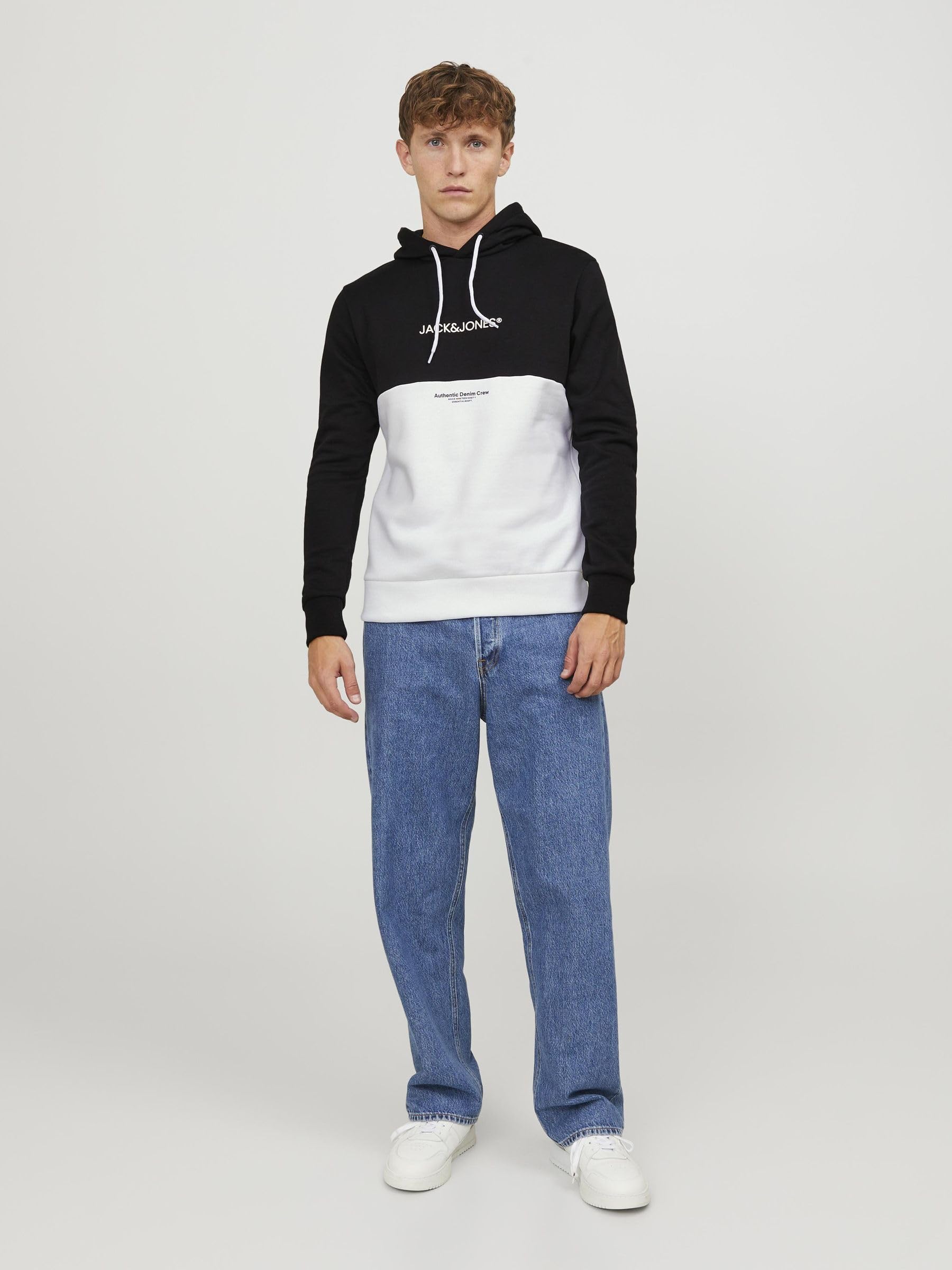 JACK & JONES Jjeryder Blocking Sweat Hood Sn Sudadera con Capucha, Negro, M para Hombre