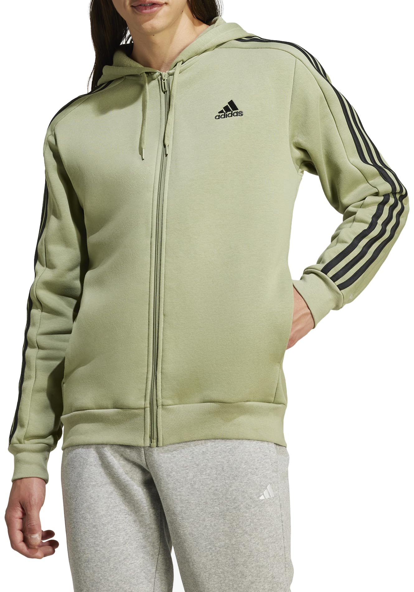 adidas Essentials Fleece 3-Stripes Full-Zip Hoodie Sudadera Hombre (Pack de 1)