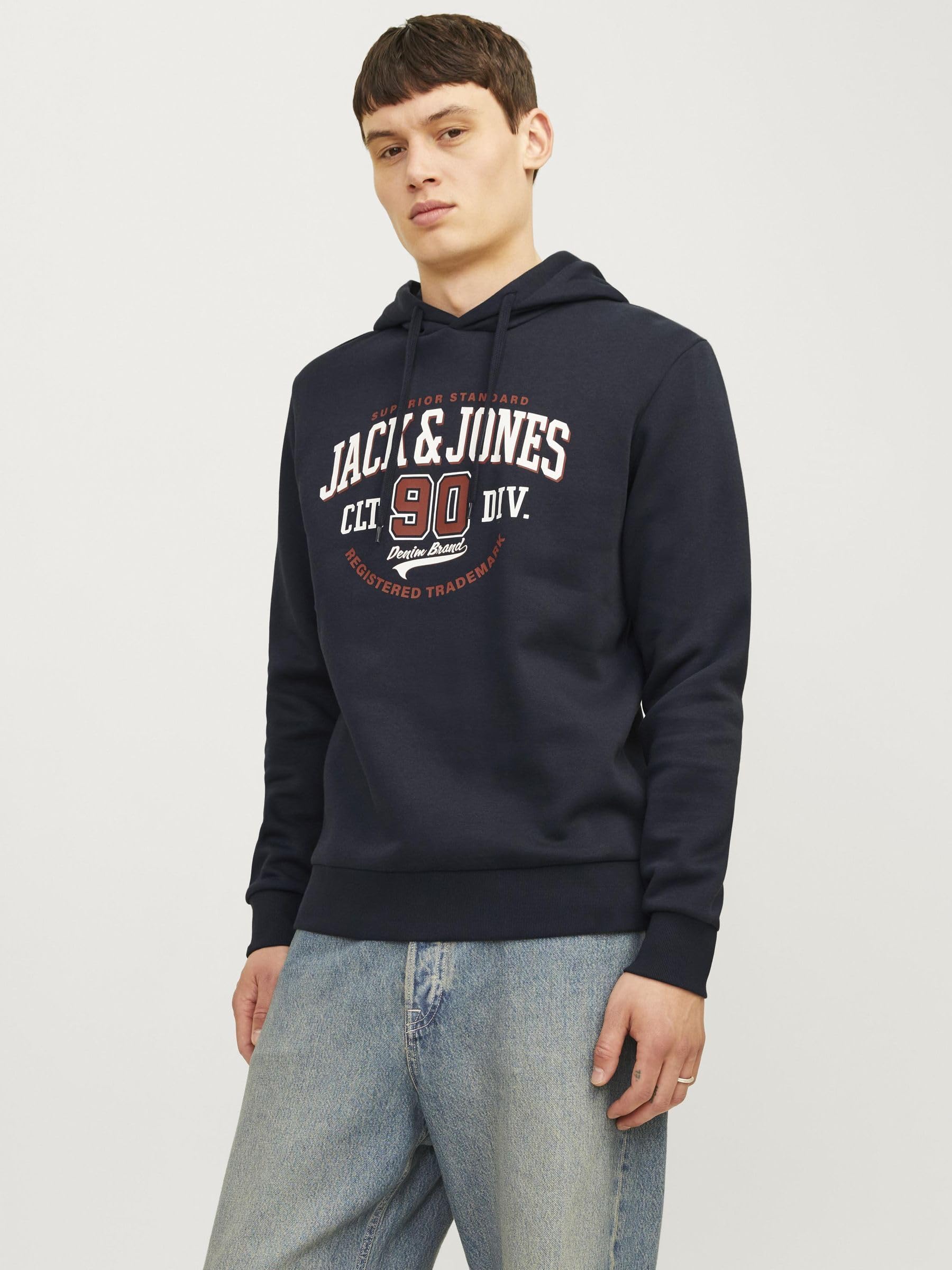 JACK & JONES Jjelogo Sudadera con Capucha 2 Col 24/25 Noos, Azul Marino, L para Hombre