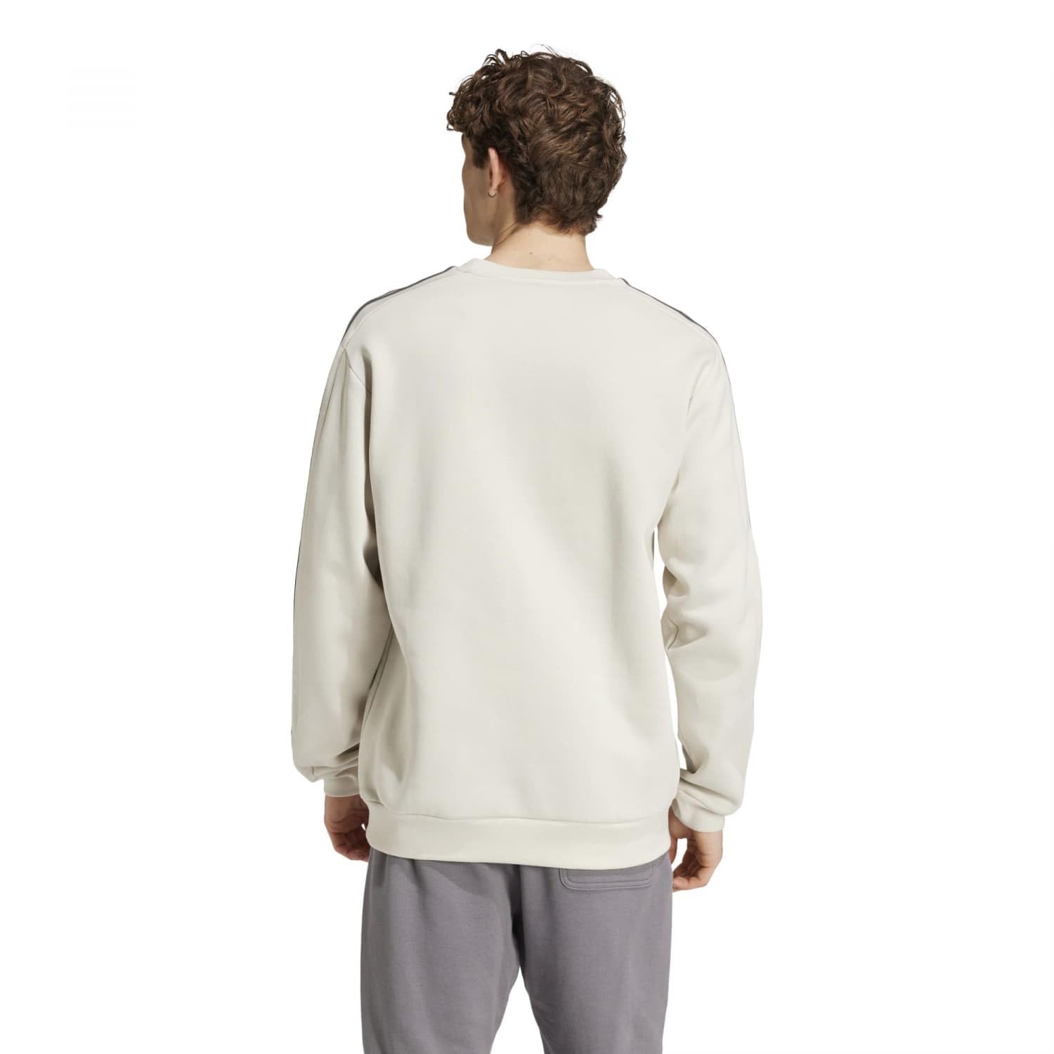 adidas Hombre Essentials Fleece 3-Stripes Sweatshirt, Alumina, L