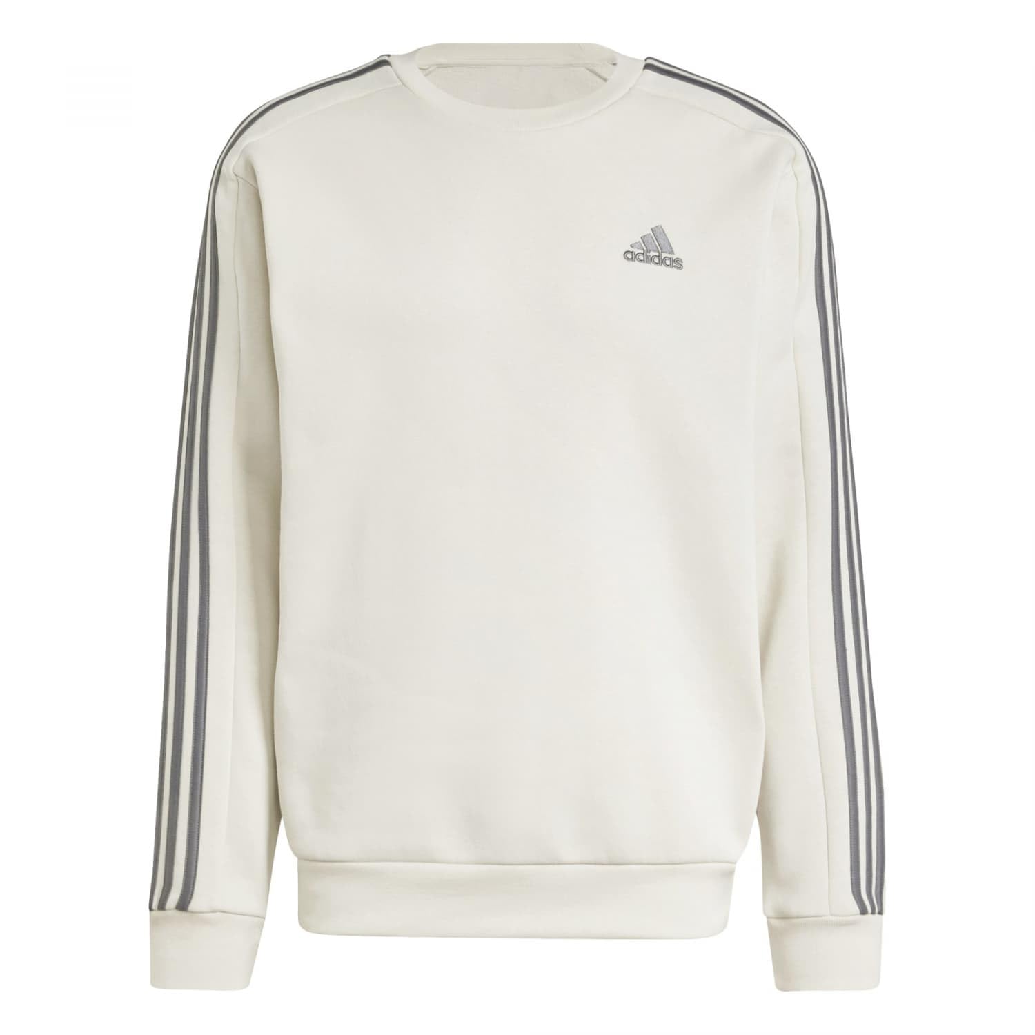 adidas Hombre Essentials Fleece 3-Stripes Sweatshirt, Alumina, L