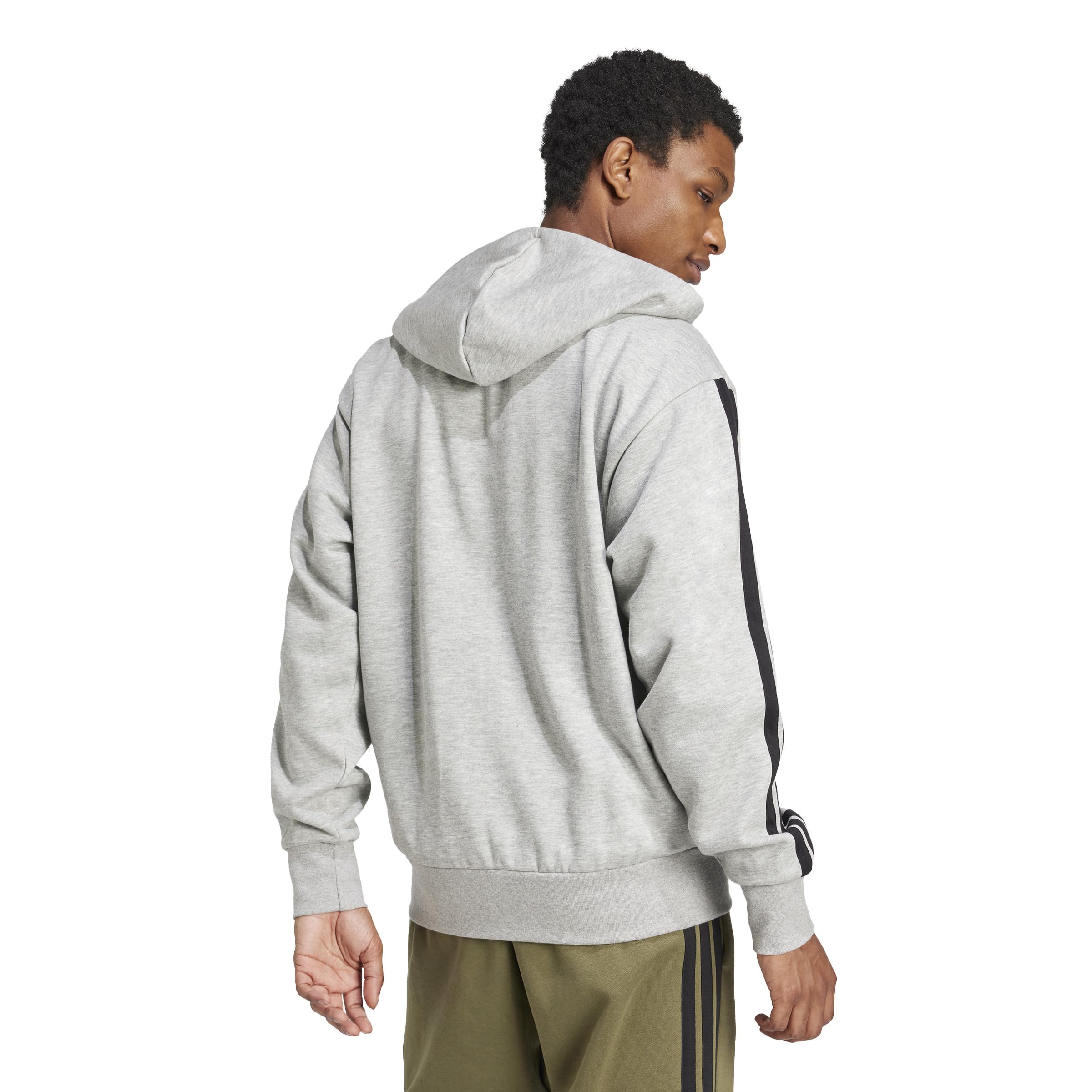 adidas Sudadera con Capucha de Forro Polar con Tres Rayas Esenciales Hombre