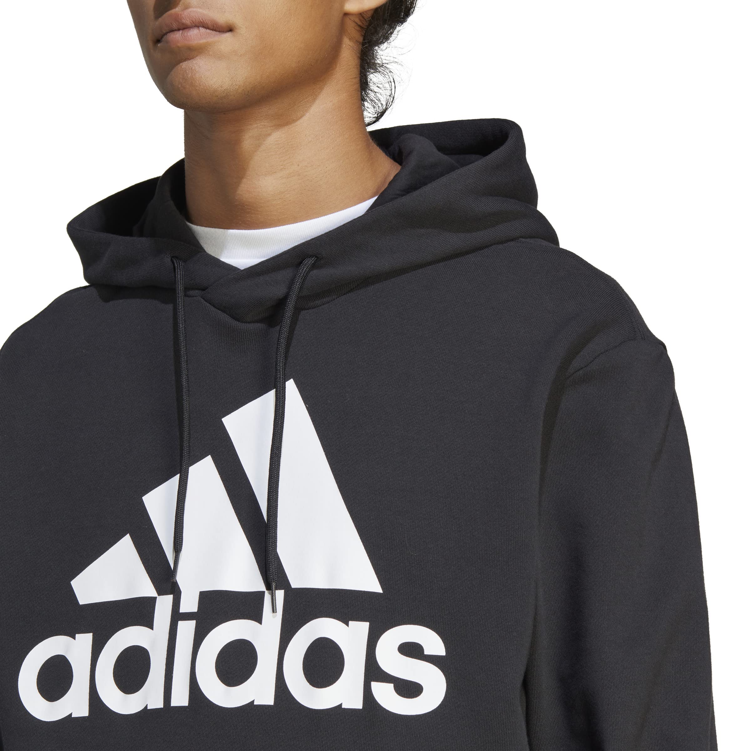 adidas Hombre Essentials French Terry Big Logo Hoodie, Black, XXL