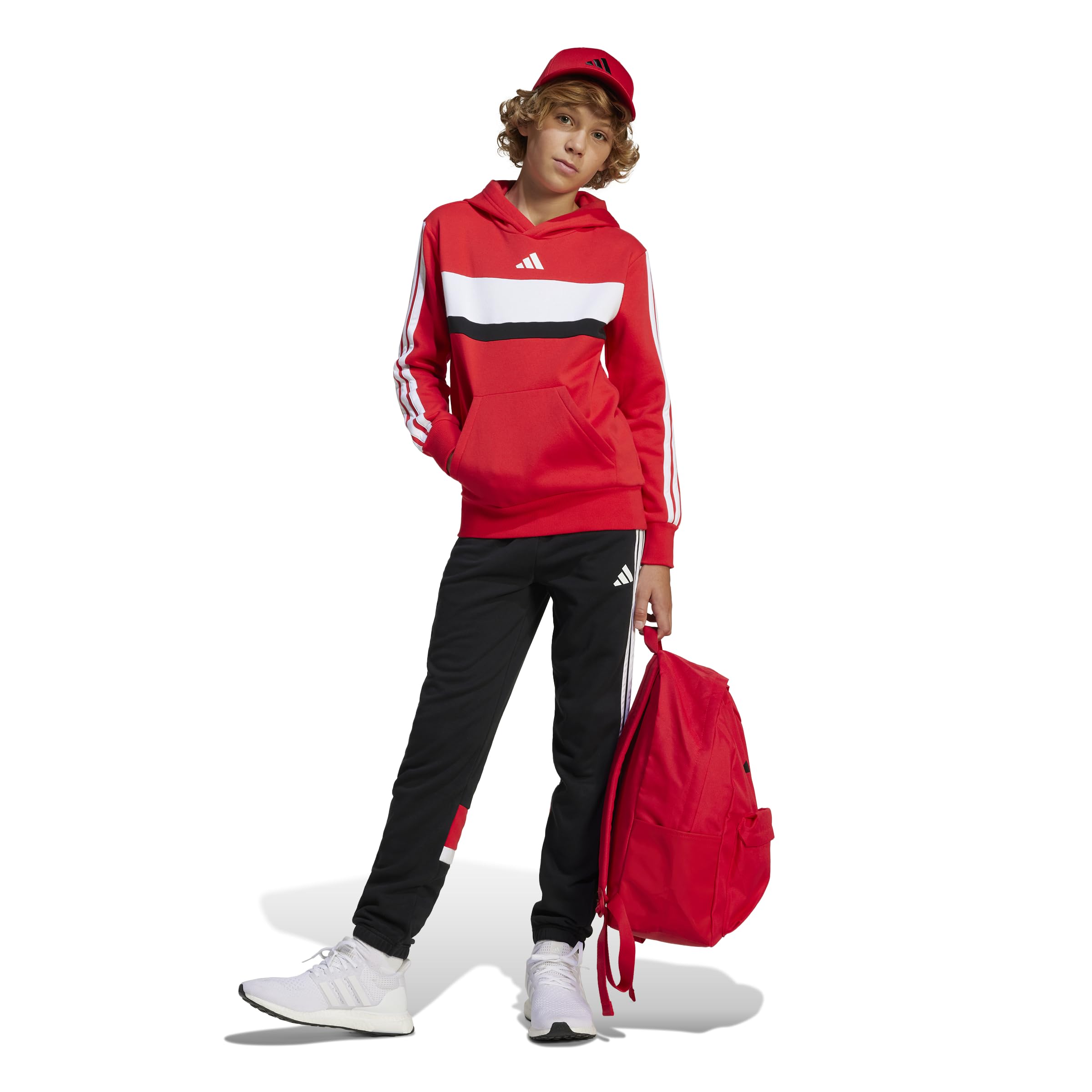 adidas Seasonal Essentials Tiberio 3 Stripes Fleece Hoodie Sudadera con Capucha Unisex niños (Pack de 1)