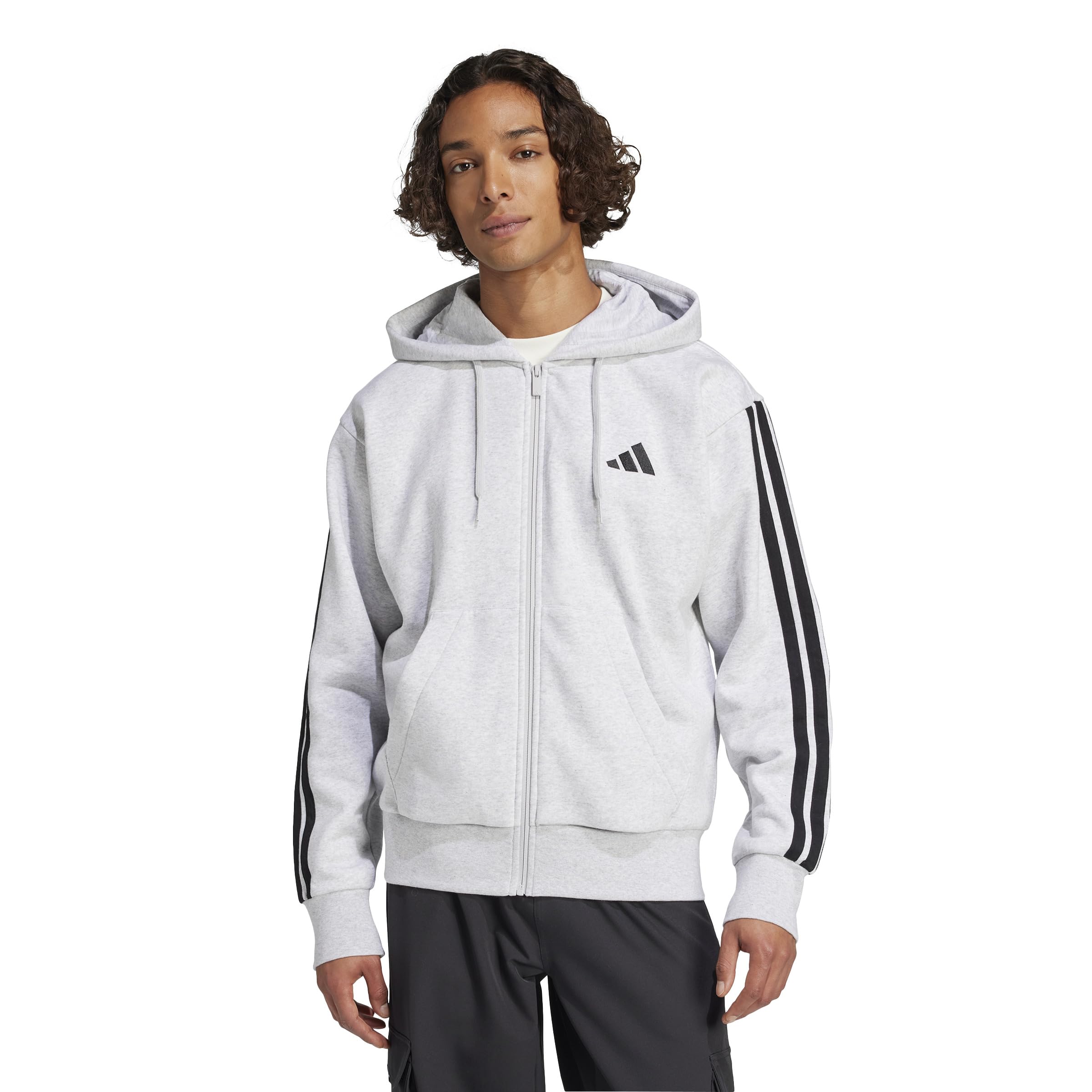 adidas Sudadera con Capucha de Forro Polar con Tres Rayas Esenciales Hombre