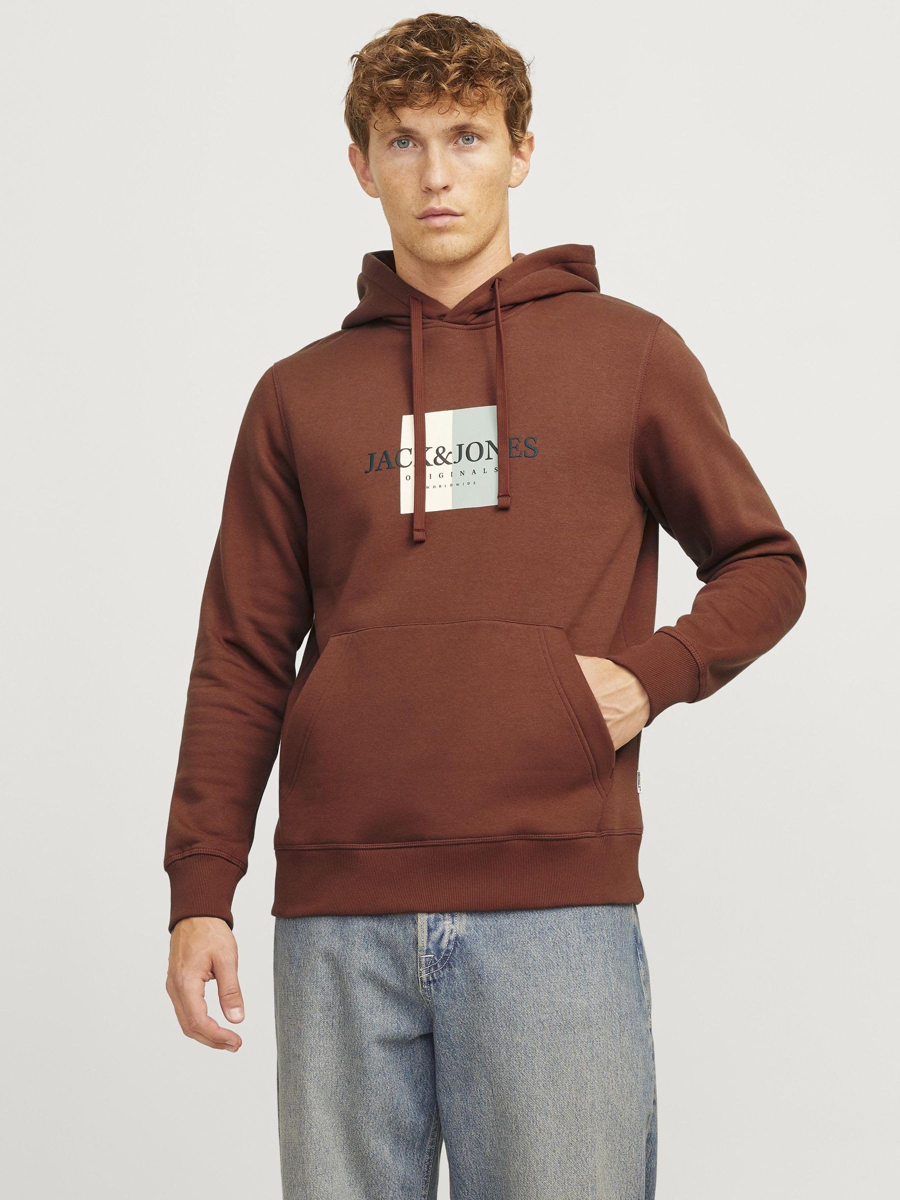 JACK & JONES Jorfrederiksberg Box Sweat Hood Sn Sudadera con Capucha para Hombre