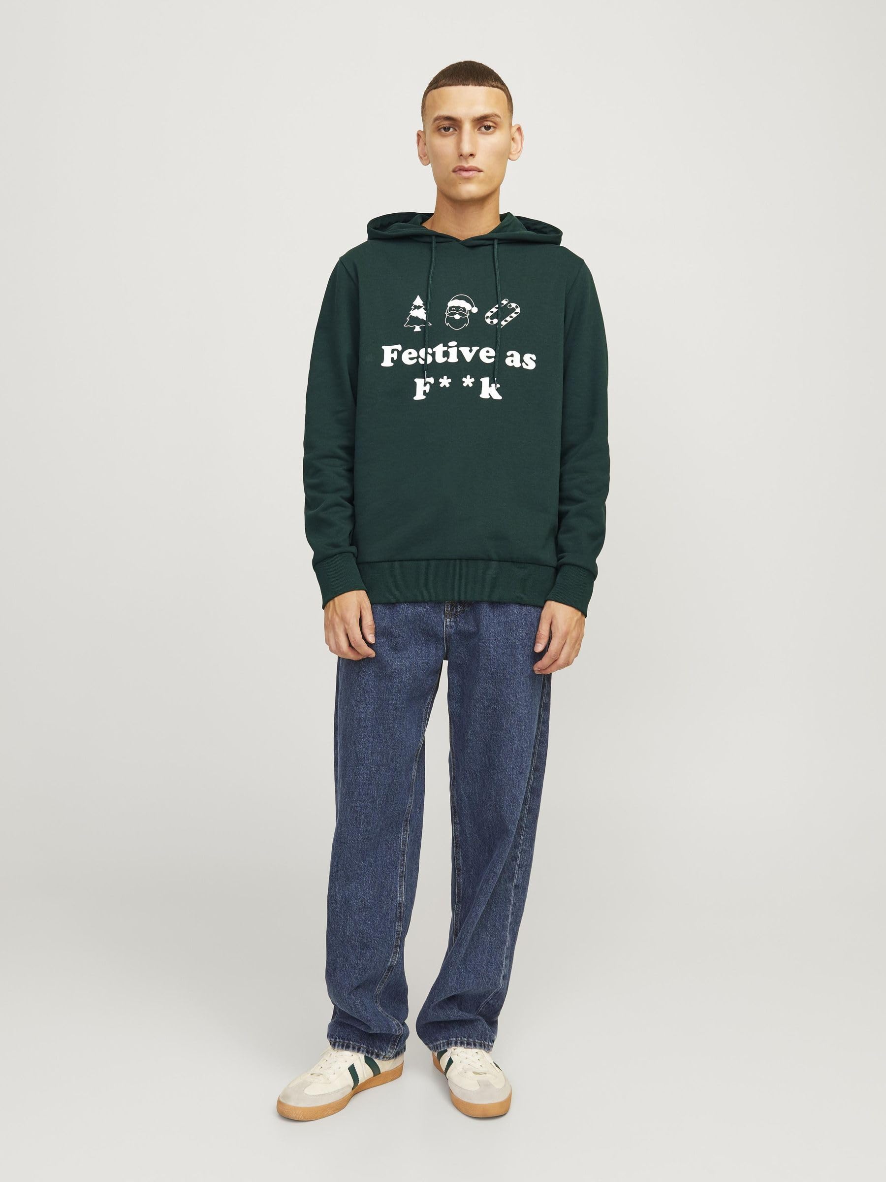 JACK & JONES Jjxmas One Color Funny Sweat Hood Sudadera con Capucha para Hombre